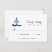 Blauwe Waterverf Kerkbruiloft RSVP (Voorkant / Achterkant)