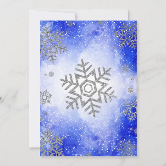 Blauwe Waterverf kerstBaby shower uitnodiging (Achterkant)