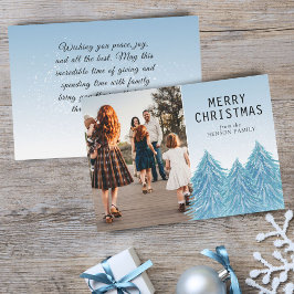 Blauwe Waterverf Kerstboom Artistieke Foto Ho Feestdagenkaart