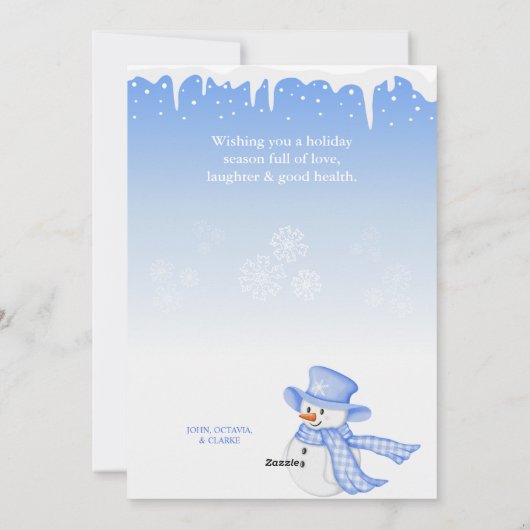 Blauwe Waterverf kerstboom niet-foto Feestdagenkaart (Achterkant)