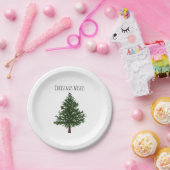 Blauwe Waterverf kerstboom Papieren Bordje (Feest)