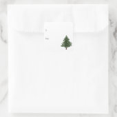 Blauwe Waterverf kerstboom Vierkante Sticker (Tas)
