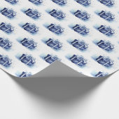 Blauwe Waterverf kerstcadeau Cadeaupapier (Hoek)