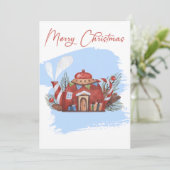 Blauwe Waterverf kerstcadeaukaart Feestdagenkaart (Staand voorkant)