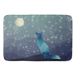 Blauwe Waterverf Kijk Wolf Staren naar Moon Badmat