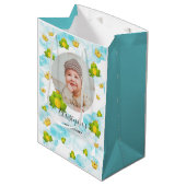Blauwe Waterverf kikker Baby Foto Medium Cadeauzakje (Voorkant Gekanteld)