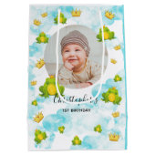 Blauwe Waterverf kikker Baby Foto Medium Cadeauzakje (Achterkant)