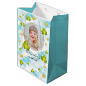 Blauwe Waterverf kikker Baby Foto Medium Cadeauzakje (Achterkant Gekanteld)