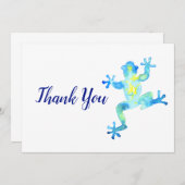 Blauwe Waterverf kikker Bedankkaart (Voorkant / Achterkant)