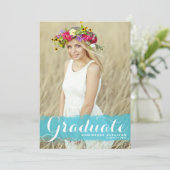 Blauwe Waterverf Klasse van 2025 Foto Afstuderen Aankondiging (Staand voorkant)