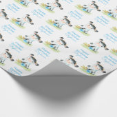 Blauwe Waterverf Kleine Koe Cadeaupapier (Hoek)