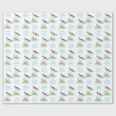 Blauwe Waterverf Kleine Koe Cadeaupapier (Vlak)