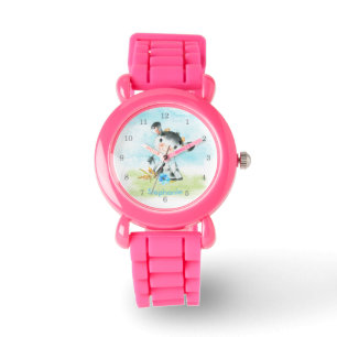Blauwe Waterverf Kleine Koe Horloge