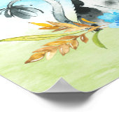 Blauwe Waterverf Kleine Koe Poster (Hoek)