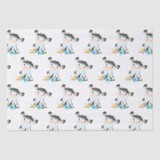 Blauwe Waterverf Kleine Koe Tissuepapier