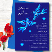 Blauwe Waterverf kolibries Mexicaanse bruiloft Kaart