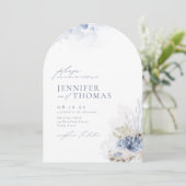 Blauwe waterverf koraal en zeeschildpadden strandb kaart (Staand voorkant)