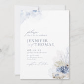 Blauwe waterverf koraal en zeeschildpadden strandb kaart (Voorkant)