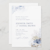 Blauwe waterverf koraal en zeeschildpadden strandb kaart (Voorkant / Achterkant)