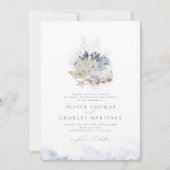 Blauwe waterverf koraal en zeeschildpadden strandb kaart (Voorkant)