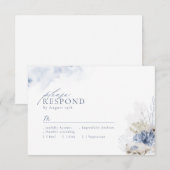 Blauwe waterverf koraal en zeeschildpadden strandb RSVP kaartje (Voorkant / Achterkant)