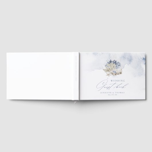 Blauwe waterverf koraal en zeeschildpaddenstrand b gastenboek (Volledig)