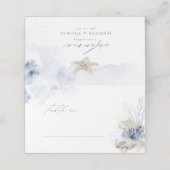 Blauwe waterverf koraal en zeeschildpaddenstrand b plaatskaartje (Buitenkant ongevouwen)