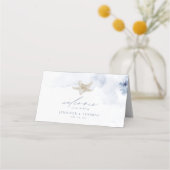 Blauwe waterverf koraal en zeeschildpaddenstrand b plaatskaartje (Achterkant)