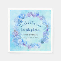 Blauwe Waterverf koraal onder het Zee eerste Bday