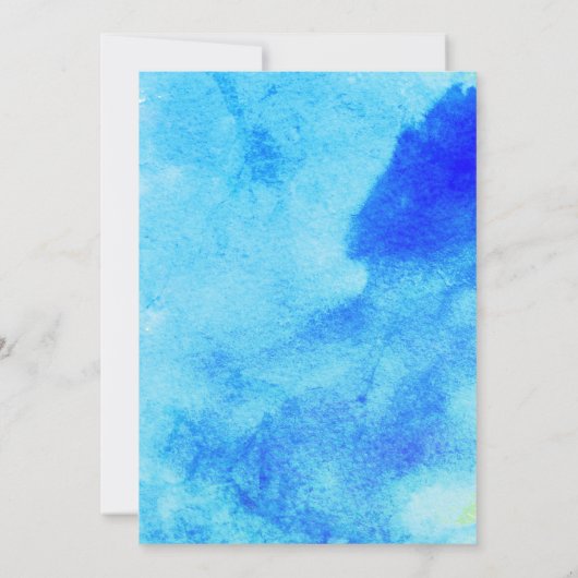 Blauwe waterverf, koraalrif confetti verloving kaart (Achterkant)