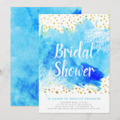 Blauwe waterverf, koraalrif vrijgezellenfeest kaart (Voorkant / Achterkant)