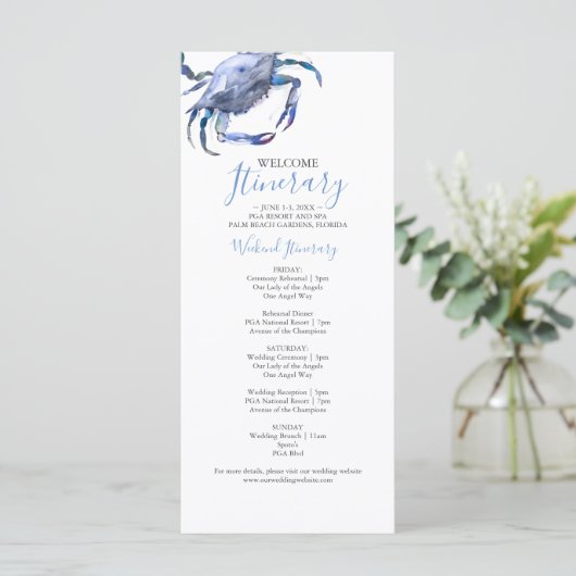 Blauwe Waterverf krab bruiloft (Staand voorkant)