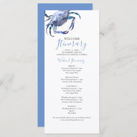 Blauwe Waterverf krab bruiloft (Voorkant / Achterkant)