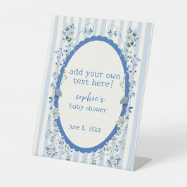 Blauwe Waterverf Krans  Baby shower Reclamebord Met Voetstuk