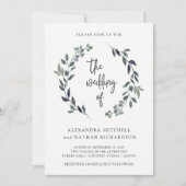 Blauwe Waterverf krans | Bruiloft Kaart (Voorkant)