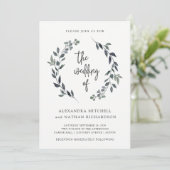 Blauwe Waterverf krans | Bruiloft Kaart (Staand voorkant)