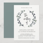 Blauwe Waterverf krans | Bruiloft Kaart (Voorkant / Achterkant)