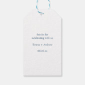 Blauwe Waterverf krans monogram Cadeaulabel (Achterkant)