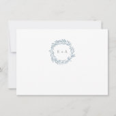 Blauwe Waterverf krans monogram patroon dank u Notitiekaartje (Voorkant)