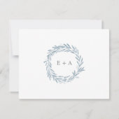 Blauwe Waterverf krans monogram plat Bedankkaart (Voorkant)