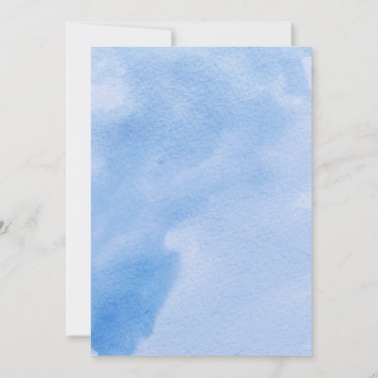 Blauwe waterverf kruis verlaat First Holy Communio Kaart (Achterkant)