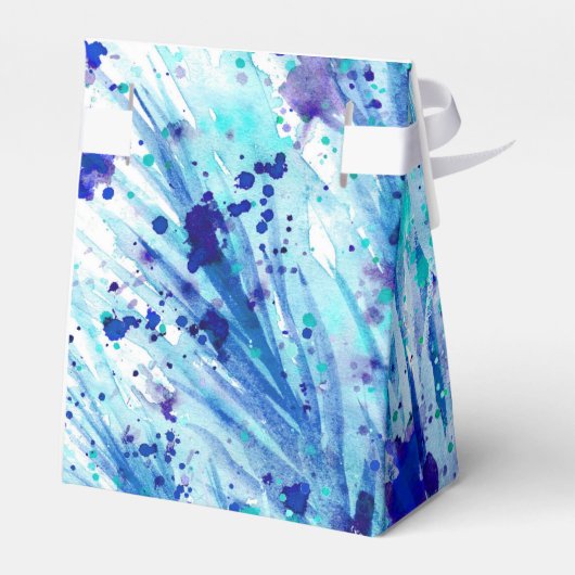 Blauwe waterverf kunst dank u geschenkdoos bedankdoosjes (Achterkant)