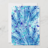 Blauwe waterverf kunst splat late vrijgezellenfees kaart (Achterkant)