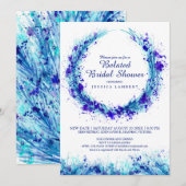 Blauwe waterverf kunst splat late vrijgezellenfees kaart (Voorkant / Achterkant)