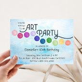 Blauwe Waterverf Kunst Verjaardagsfeestuitnodiging Kaart