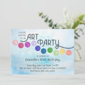 Blauwe Waterverf Kunst Verjaardagsfeestuitnodiging Kaart (Staand voorkant)