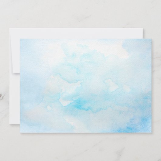 Blauwe Waterverf Kunst Verjaardagsfeestuitnodiging Kaart (Achterkant)