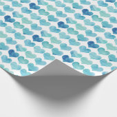 Blauwe Waterverf Kunst voor harthart Gezondheidscl Cadeaupapier (Hoek)