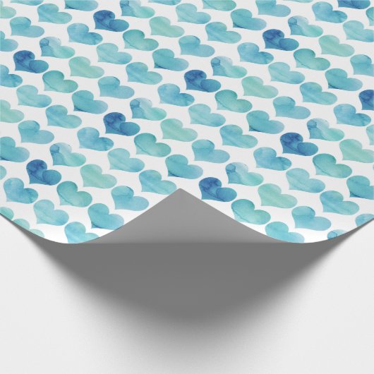 Blauwe Waterverf Kunst voor harthart Gezondheidscl Cadeaupapier (Hoek)