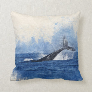 Blauwe Waterverf Kussen